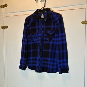 Route 66 Men's Blue and Black Plaid Shirt